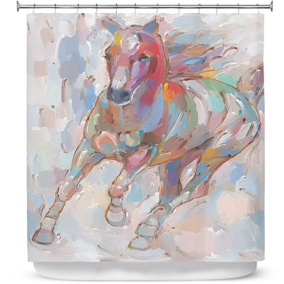 Shower Curtains 70" x 73" from DiaNoche Designs by Hooshang Khorasani - Takin the Turn Horses