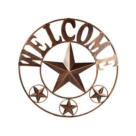 Urbalabs Texas Bronze Star 21" Texas Lone Star Twisted Rope Rustic Barn Star Outdoor Wall Decor Barn Star Western Decor Western Stars Wall Decor Lonestar Decor (Welcome Bronze Star)