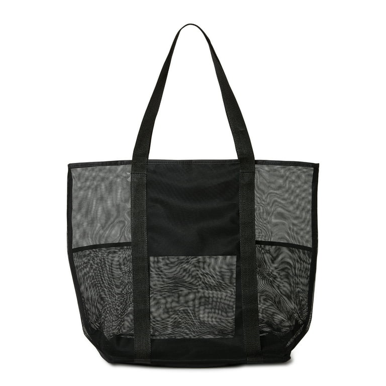 Time and Tru Women's Mesh Beach Tote Bag, 2-Pack Cheetah Print Black, Size: One size, Multicolor