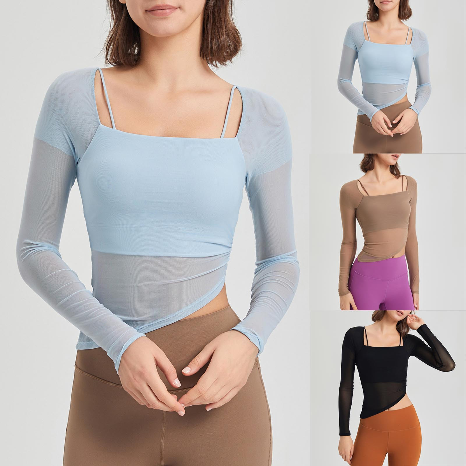 sheer long sleeve workout top