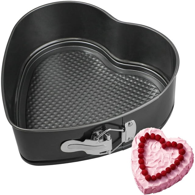 Kamehame Heart Shaped Springform Pan, Large 8.5 Inches Heart Springform Pan, Not-Stick Heart Shaped Cheesecake Pan, Carbon Steel Cake Pan