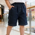 thumbnail image 2 of Angala Child Shorts Elastic Waist Solid Denim Shorts Summer Relaxed Fit Breathable Dailywear Toddler Boys Shorts Size 2-3 Years Dark Blue, 2 of 8