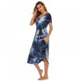 thumbnail image 5 of Women's Short Sleeve Nightgowns V Neck Loungewear Oversized Pajama with Pockets Comfy Sleep Dress S-2XL, 5 of 11