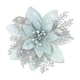 thumbnail image 2 of Kingtowag Blue Green Glitter Flowers with Clips, Artificial Christmas glitter flowers with clips, for tree and wedding decor, 2 of 9