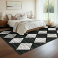 thumbnail image 3 of 9x12 Area Rug Washable Black Rug for Living Room Dining Room Low Pile Neutral Area Rugs Modern Geometric Checkered Rugs Low Pile Bedroom Area Rug, 3 of 9