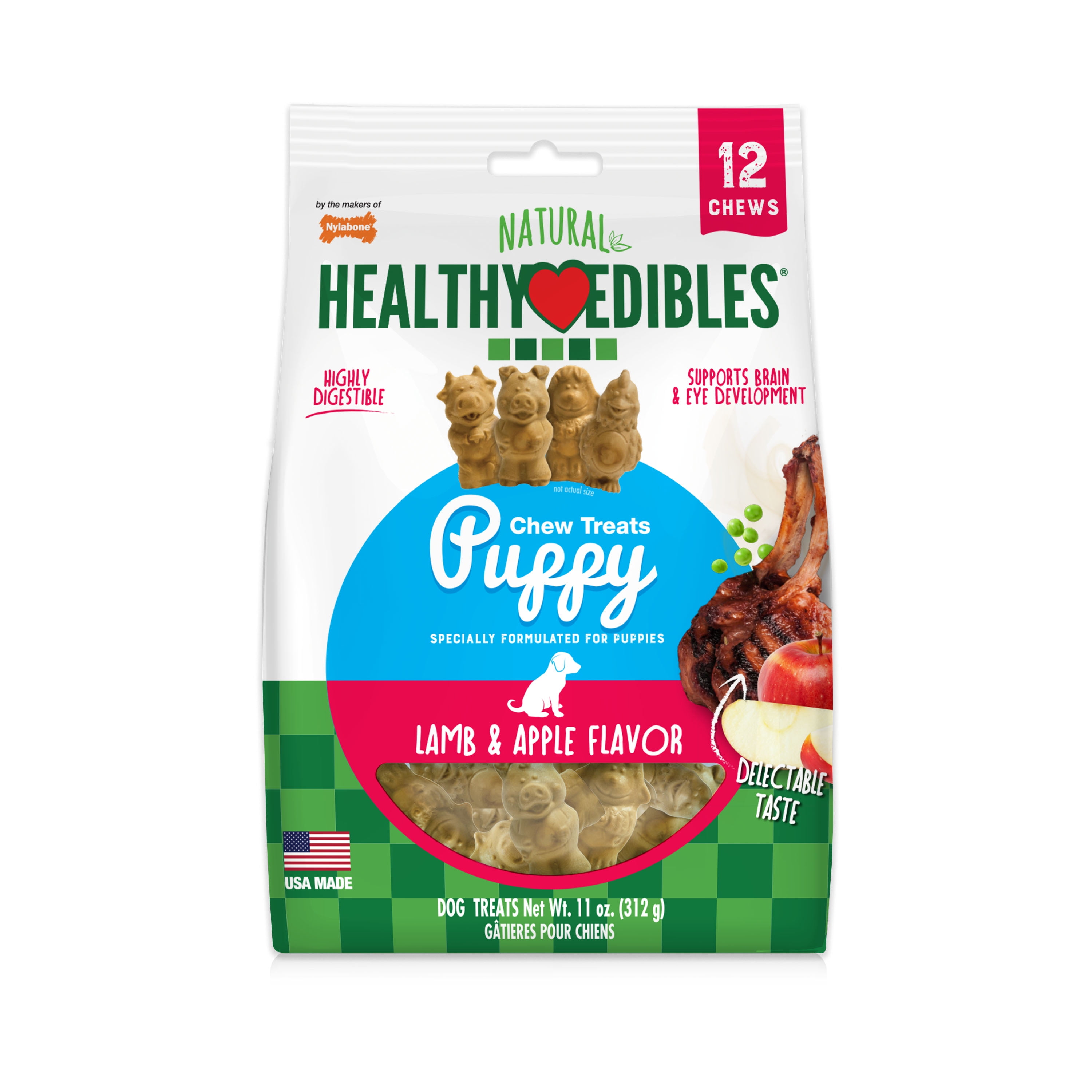 Nylabone Healthy Edibles Puppy Natural Long Lasting Dog Chew Treats 12