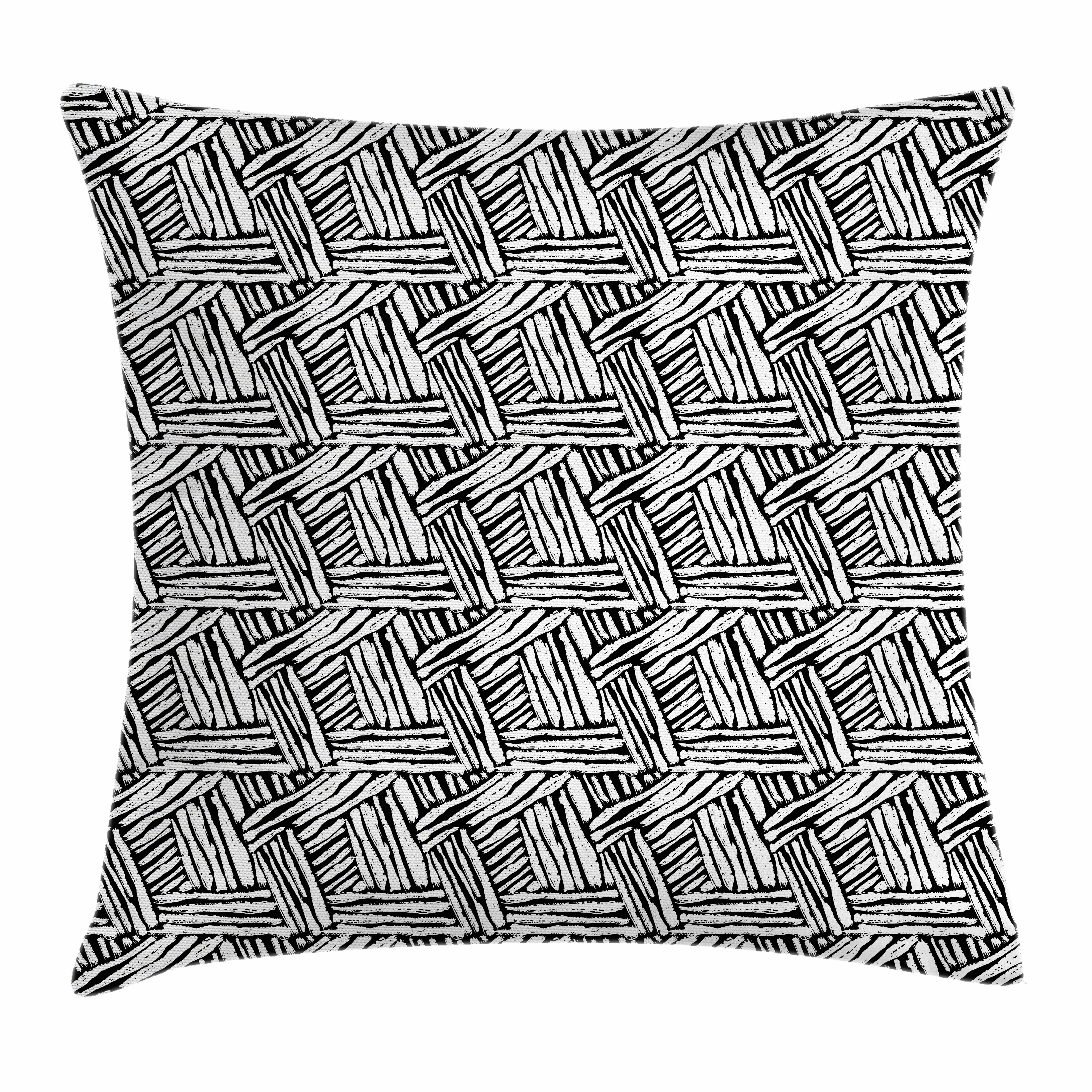 Black and White Throw Pillow Cushion Cover, Hand Drawn Doodle Style
