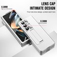 thumbnail image 4 of ELEHOLD For Samsung Galaxy Z Fold 7 Rugged Full Body Case,Premium Lychee Texture PU Leather Cover with Built-in Front Screen Protector Metal Foldable Kickstand Shockproof Phone Case , Silver, 4 of 7