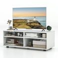 thumbnail image 1 of Topbuy Meuble TV avec Rangement Console TV à 4 Compartiments avec Étagères Réglables Centre de Divertissement Moderne pour la Maison, 1 of 10