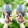 thumbnail image 4 of Hello Winter Shiba Inu Welcome Snowy Night Watercolor Vintage 30oz Stainless Steel Tumbler Insulated Cup with Lid Shibas Dog Lovers Gifts Idea - 01011, 4 of 5