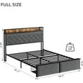 thumbnail image 2 of TROPOW King Size Bed Frame,Upholstered Platform Bed Frame with Storage Headboard and Charging Station, Metal Bed Frame with LED Lights and 2 Drawers, Noise Free, No Box Needed, Gray, 2 of 9
