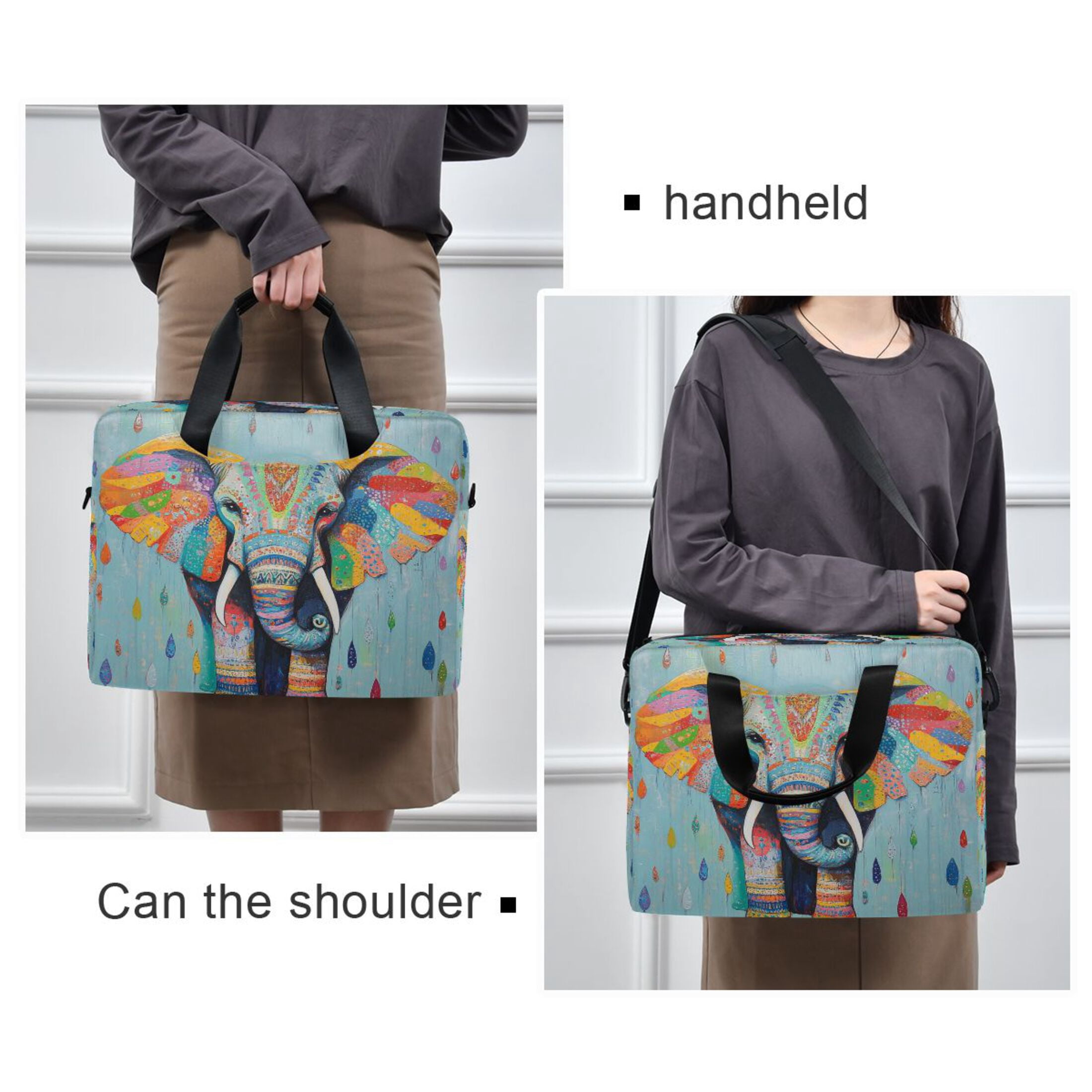 Laptop Bag Laptop Briefcase 15.7 x 3 x 11.8 Inches Laptop Bag Briefcases Laptop Storage Travel Laptop Bag Work Laptop Bag Colorful Cool Elephants