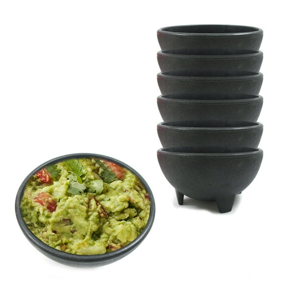 6 Set Salsa Bowls Party Guacamole Molcajete Serving Dish Mexican Chips Halloween