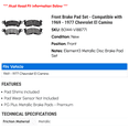 thumbnail image 2 of Front Brake Pad Set - Compatible with 1969 - 1977 Chevy El Camino 1970 1971 1972 1973 1974 1975 1976, 2 of 2