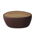 thumbnail image 5 of 32" Oval Coffee Table with Marble Top, Fluted PU Leather Center Table, Modern Minimalist Tea Table for Living Room, No Assembly, Coffee, 5 of 6