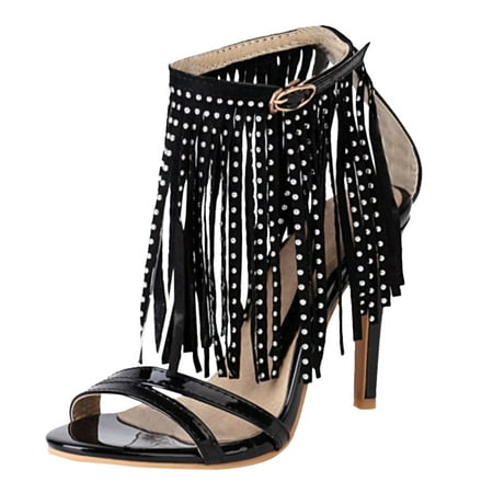

Larisalt Sandals For Women Women Strappy Sandal Adjustable Flat Sandals with Buckled Ankle Strap Simple Classic Sandals Black