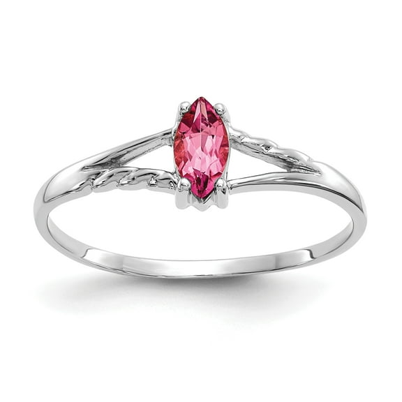 Primal Gold 10 Karat White Gold Genuine Pink Tourmaline Birthstone Ring