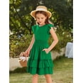 thumbnail image 4 of Arshiner Girls Dresses Flutter Sleeve A-Line Sundress Casual Summer Tiered Swing Midi Pocket Dress, 4 of 6
