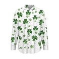 thumbnail image 5 of LEKWK St Patricks Day Shirt Women Striped Clover Print Blouses & Button-Down Shirts Lapel Collar Casual Tops Color Block Holiday Outfits, 5 of 5