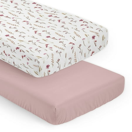 Sweet Jojo Designs Watercolor Floral Garden Pink Girl Fitted Crib Sheets Set 2 Piece