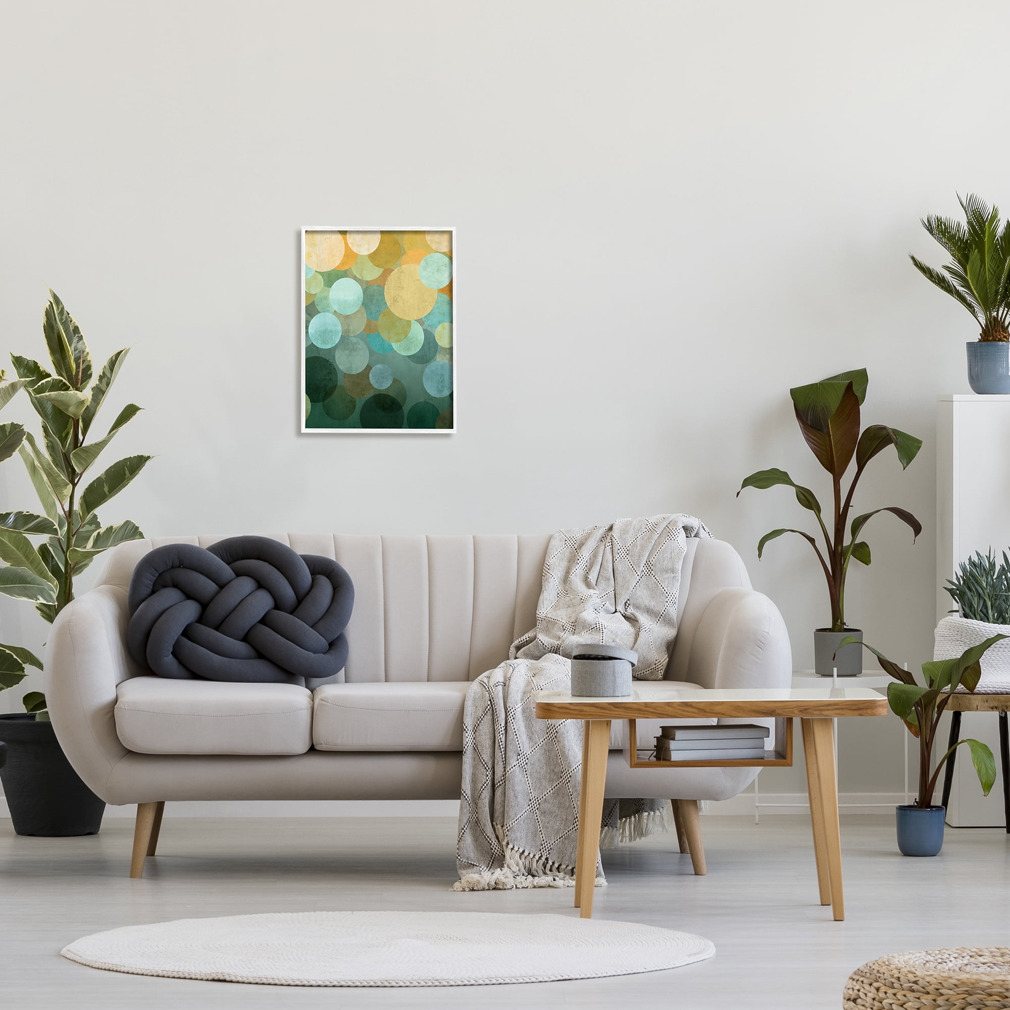 Stupell Industries Green Ombre Circles Pattern Abstract Painting White Framed Art Print Wall Art, 16 x 20