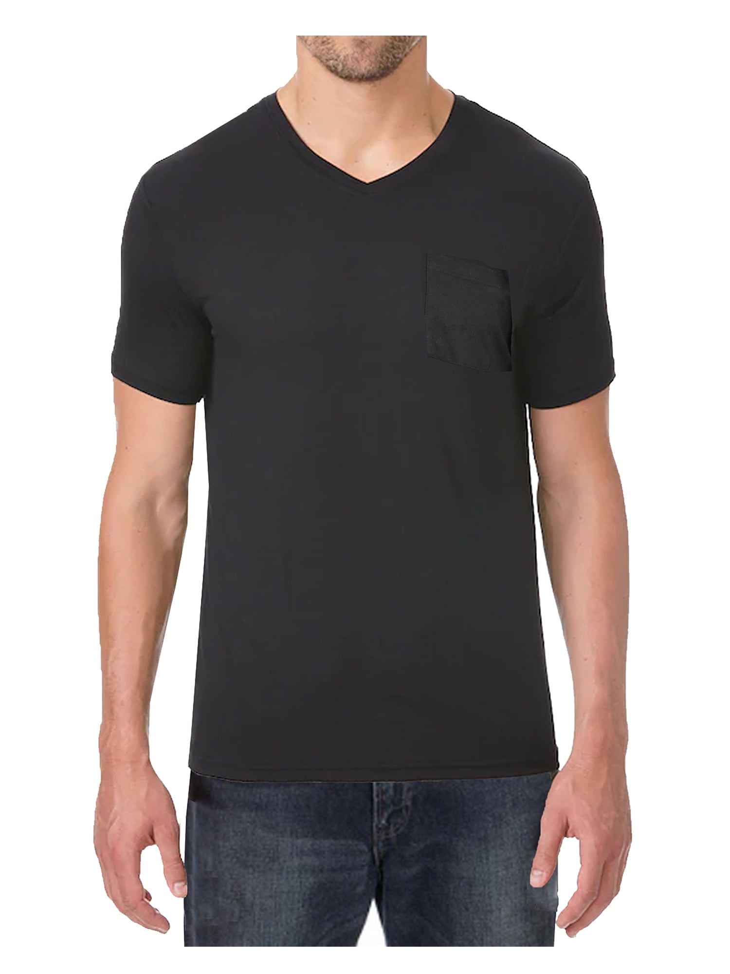 Men's Short Sleeve Slim-Fit V-Neck Tee With Chest Pocket (M-2XL ...