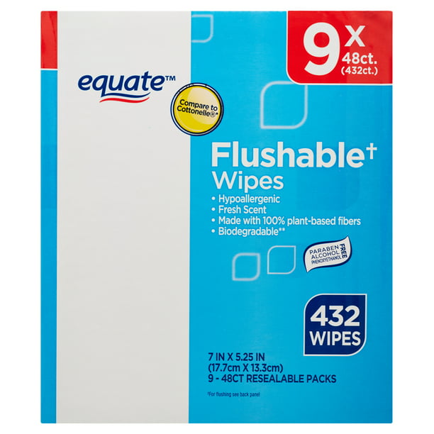 Equate Scented Flushable Wipes, 9 Resealable Packs (432 Total Wipes) -  Walmart.com
