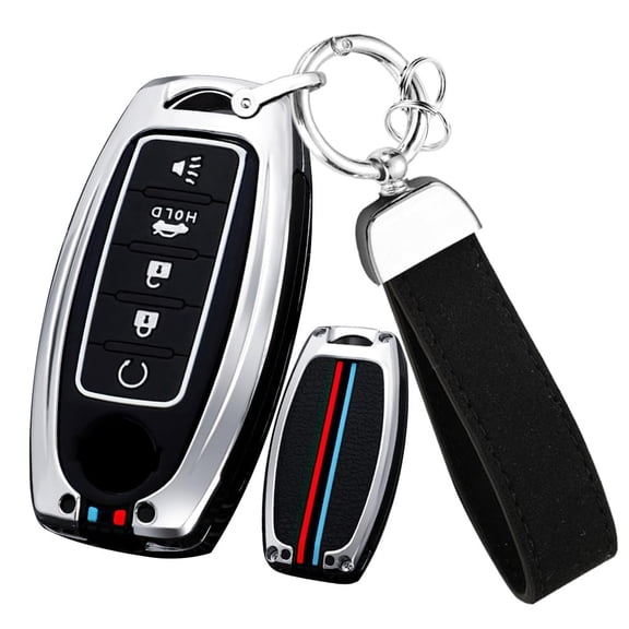 5-buttons Key Fob Case Compatible with Nissan Altima Rogue Sentra Pathfinder Frontier Maxima Car Key Cover Metal Key Protector Silicone Smart Remote Key Holder