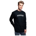 thumbnail image 2 of Daxton Retro Michigan Arch Font Long Sleeves T Shirt Soft Medium Weight Cotton, Black Tee White Font, 1XL, 2 of 2