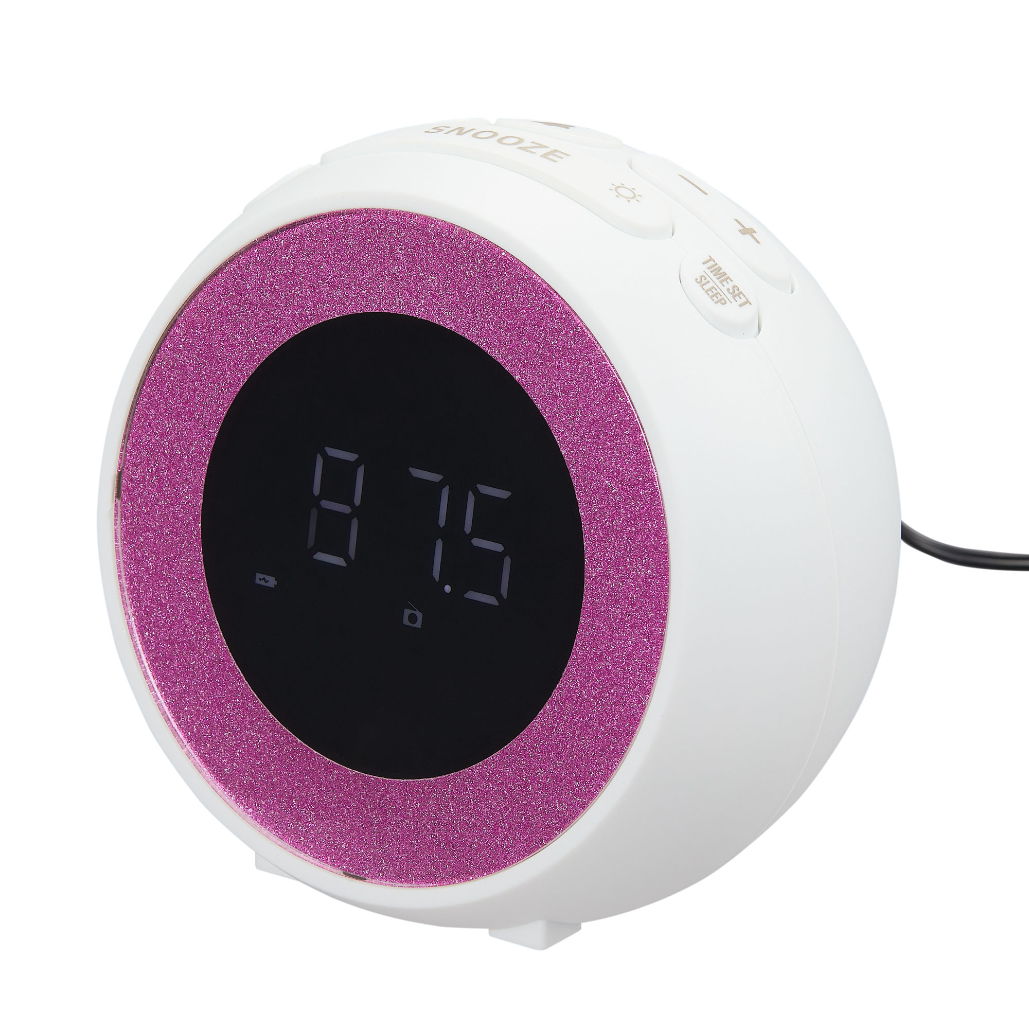 onn. Digital Alarm Clock with Radio, White