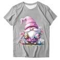 thumbnail image 3 of VBTAPA Funny Bunny Print T Shirt for Women Cute Grapic Tee Shirts Happy Easter Short Sleeve Tops Prime Sales Today Gray S, 3 of 5