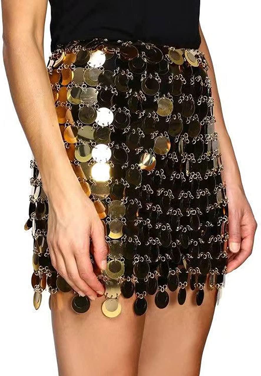 PIKADINGNIS Women Sexy Sequin Mini Skirt Night Out Party Cocktail