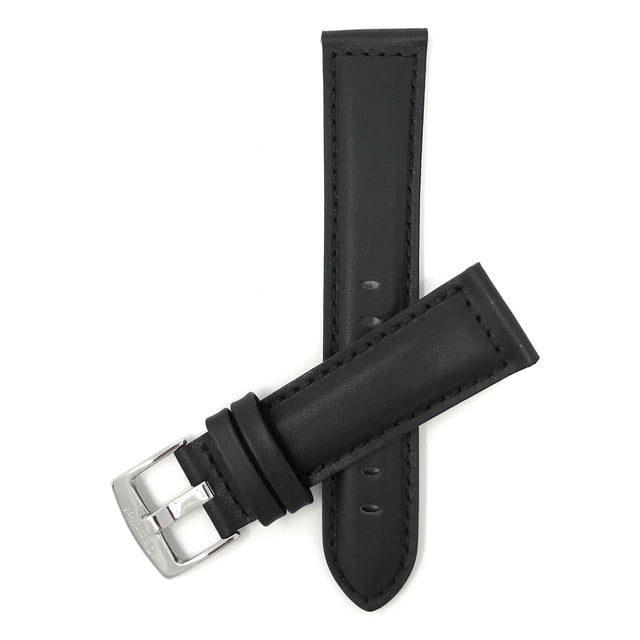 30mm Leather Watch Band Strap, Mat Finish, Tone-on-Tone Stitching, Stainless Steel Buckle