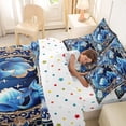 thumbnail image 4 of Feelyou Galaxy Blue Fish Animal Bedding Comforter Set for Kids Boys, Western Boho Flower Floral Queen Bedding Sets, Polkadot Reversible, 7pcs, 4 of 7