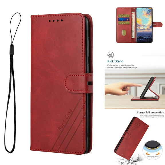 Compatible for Samsung Galaxy S23 Plus Wallet Case with Card Slots Holder Magnetic Flip Cover, Luxury PU Leather Soft Silicone Shockproof Kickstand Folio Case for Samsung Galaxy S23 Plus,Red