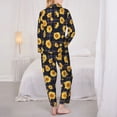 thumbnail image 3 of Pajama Sets for Women 2 Pcs, Royal Blue Plaid Sunflower Button Down Long Sleeve Sleepwear Lounge PJ Sets, 3 of 6