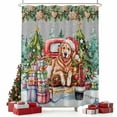 thumbnail image 2 of Christmas Shower Curtain, Winter Xmas Tree Gingerbread Dogs Red Truck Grey Waterproof Fabric Shower Curtains with 12 Hooks, Bathroom Curtain Set for Bathroom Accessories Decor, 36 x 78 Inches, 2 of 9