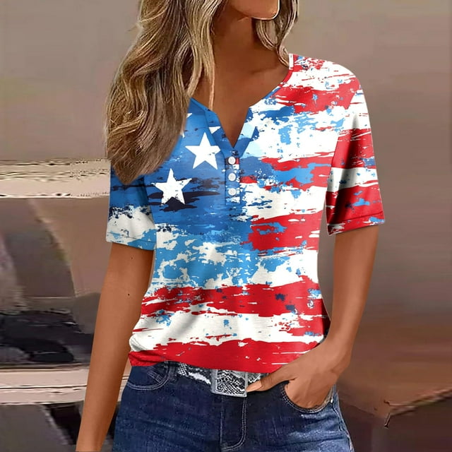 YLHFASHION Hauts pour Femmes Mode Manches 3/4 Col Rond Chemises Décontractées Tendance Blouses Imprimées T-Shirts à devant Plissé Femmes Liquidation T-shirt à Manches Courtes pour Femmes