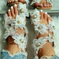 thumbnail image 4 of huanledash Women Fashion Lace Flowers Faux Pearls Inlaid Shoes Summer Clip Toe Flat Sandal, 4 of 6