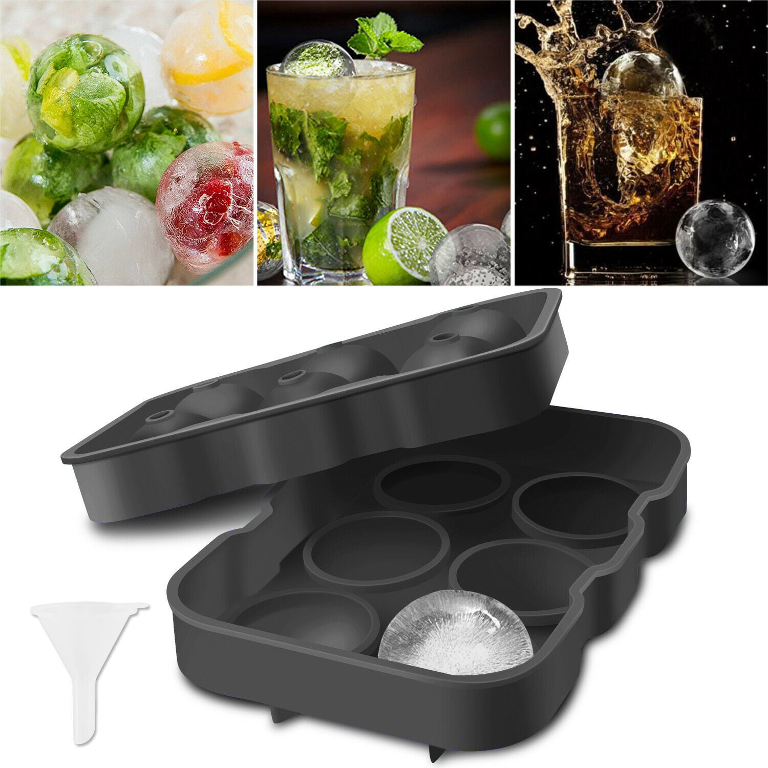 ICE Balls Maker Round Sphere Tray Mold Cube Whiskey Ball Cocktails Silicone 