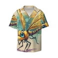 thumbnail image 3 of Goofa Cartoon Dragonfly Art Printed Men's Casual Short-sleeved Shirt,Lightweight Breathable Button-down,Summer Casual men's top,Versatile Fashion shirt-4X-Large, 3 of 7
