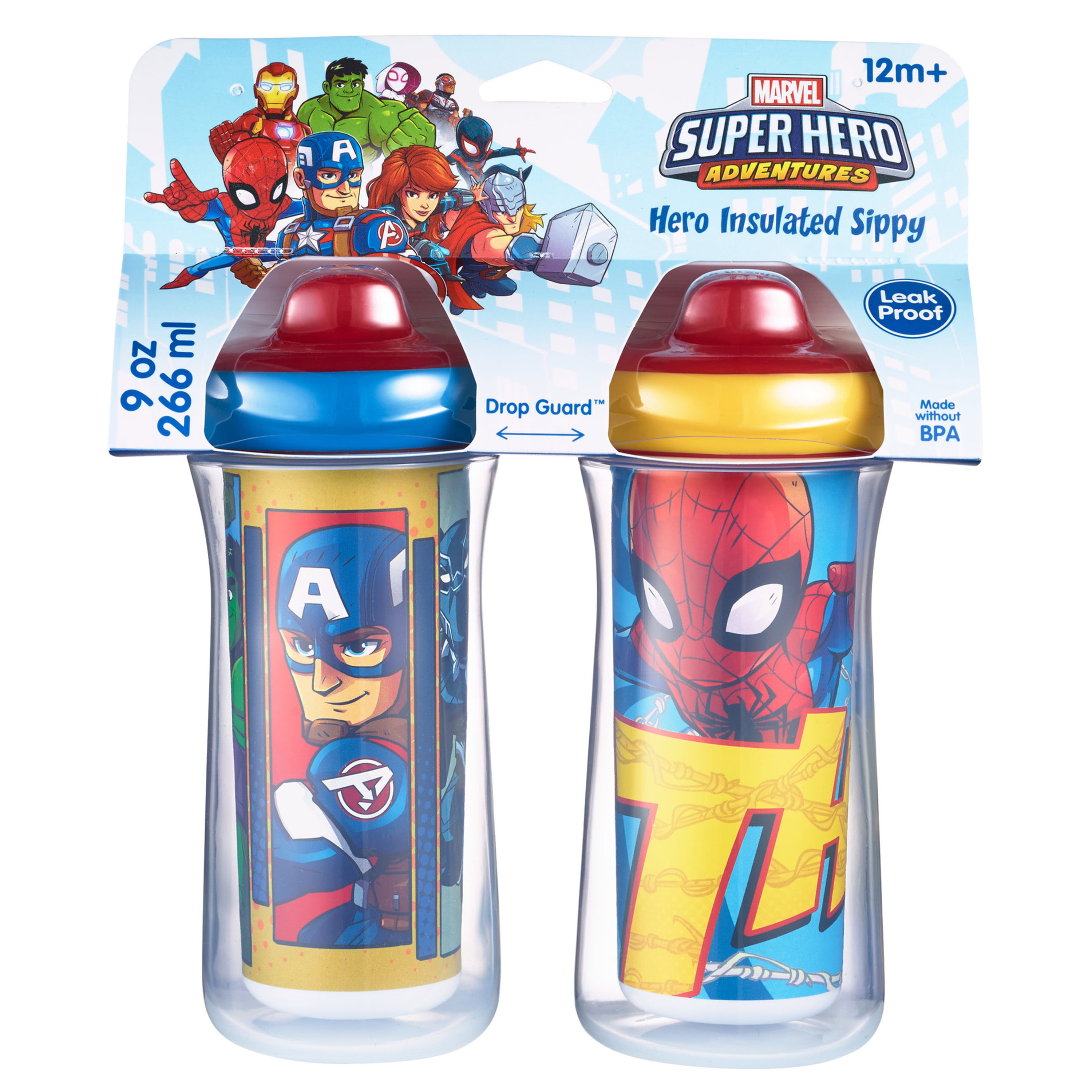 Lot of 2 Marvel Amazing Spider-Man Sippy Cups w/ stoppers and