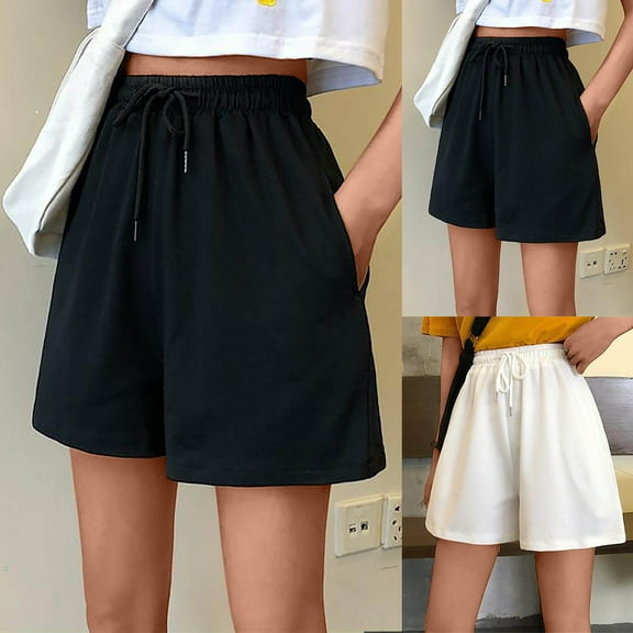 Xixinqiwan Womens Wide Leg Boyshorts High Waisted Athletic Running Shorts Workout Quick Dry Flowy Shorts with Pockets Leisure Woman Daily Wear