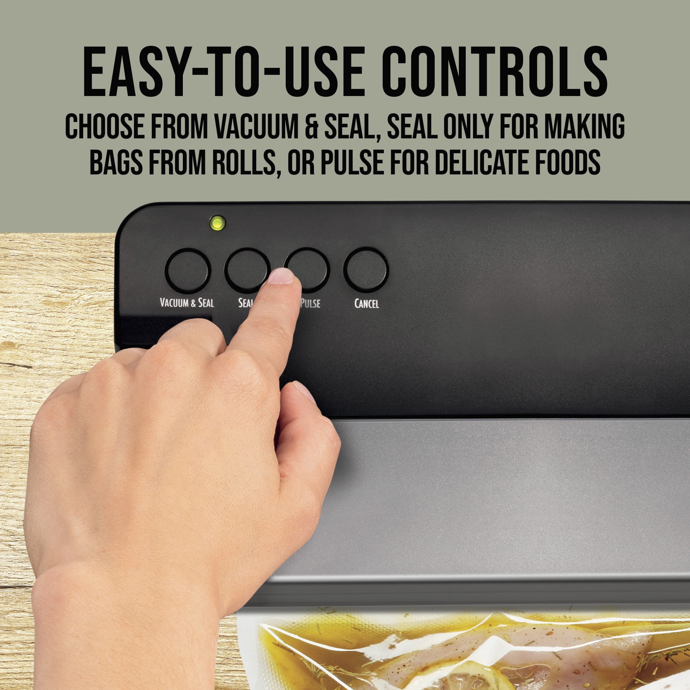 Mossy Oak Electric Vacuum Sealer with 10 Bag Starter Kit (6-Quart, 4-Gallon), 3 Easy-to-Use Modes