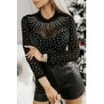 thumbnail image 2 of Women's Black Rhinestone Sheer Mesh Long Sleeve Bodysuit - [ZhiHiMeRi] | (US 16-18)XL, 2 of 6