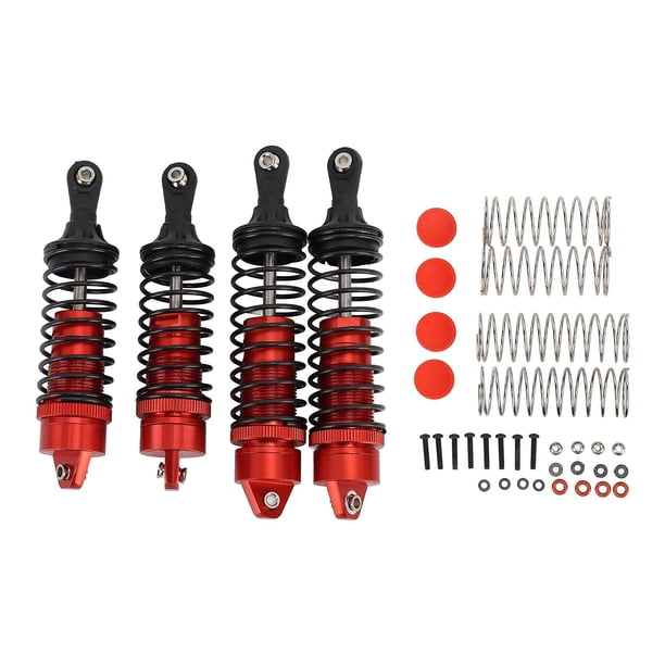 20244 piezas de amortiguadores delanteros y traseros RC, amortiguadores RC de resorte elástico de plástico de aleación de aluminio para TRAXXAS SLASH 1/10, coche rojo