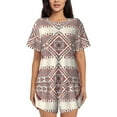 thumbnail image 1 of Balery Fashion Tatreez2 Conjunto de Pijama para Mujer con Estampado, Dos Piezas de Manga Corta y Shorts, Ropa de Dormir Suave con Cuello Redondo y Bolsillos-3X-Large, 1 of 6