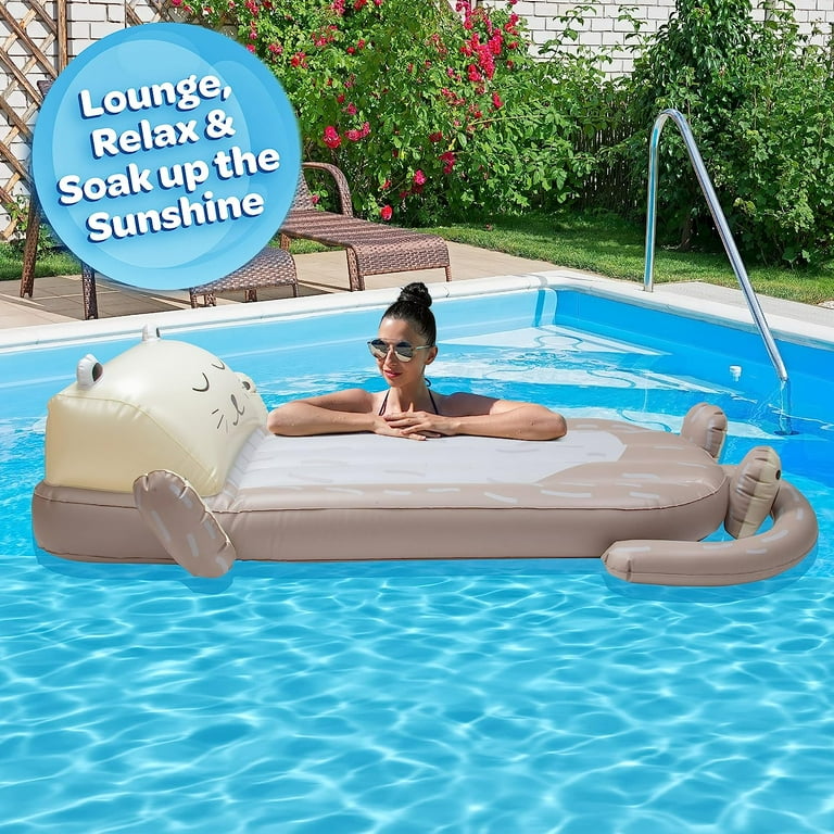 2 pack Aquamazing Inflatable Otter Pool Float w Headrest Cute Swimming Lounger Chair for Kids Adults Measures 64 x 26 Perfect for Summer