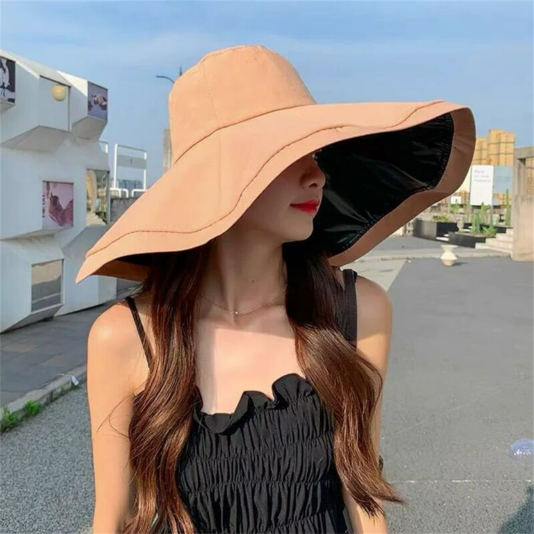 YIFAFA Hat Women's Summer New Style Chanel Style Black Glue Fisherman's Hat  Oversized Cornice Basin Hat Bow Sun Protection Sunshade Hat