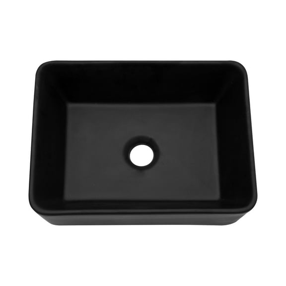 Logmey 16"Lx12"W Rectangle Black Vessel Sink for Bathroom Ceramic Sink Above Counter Basin Art